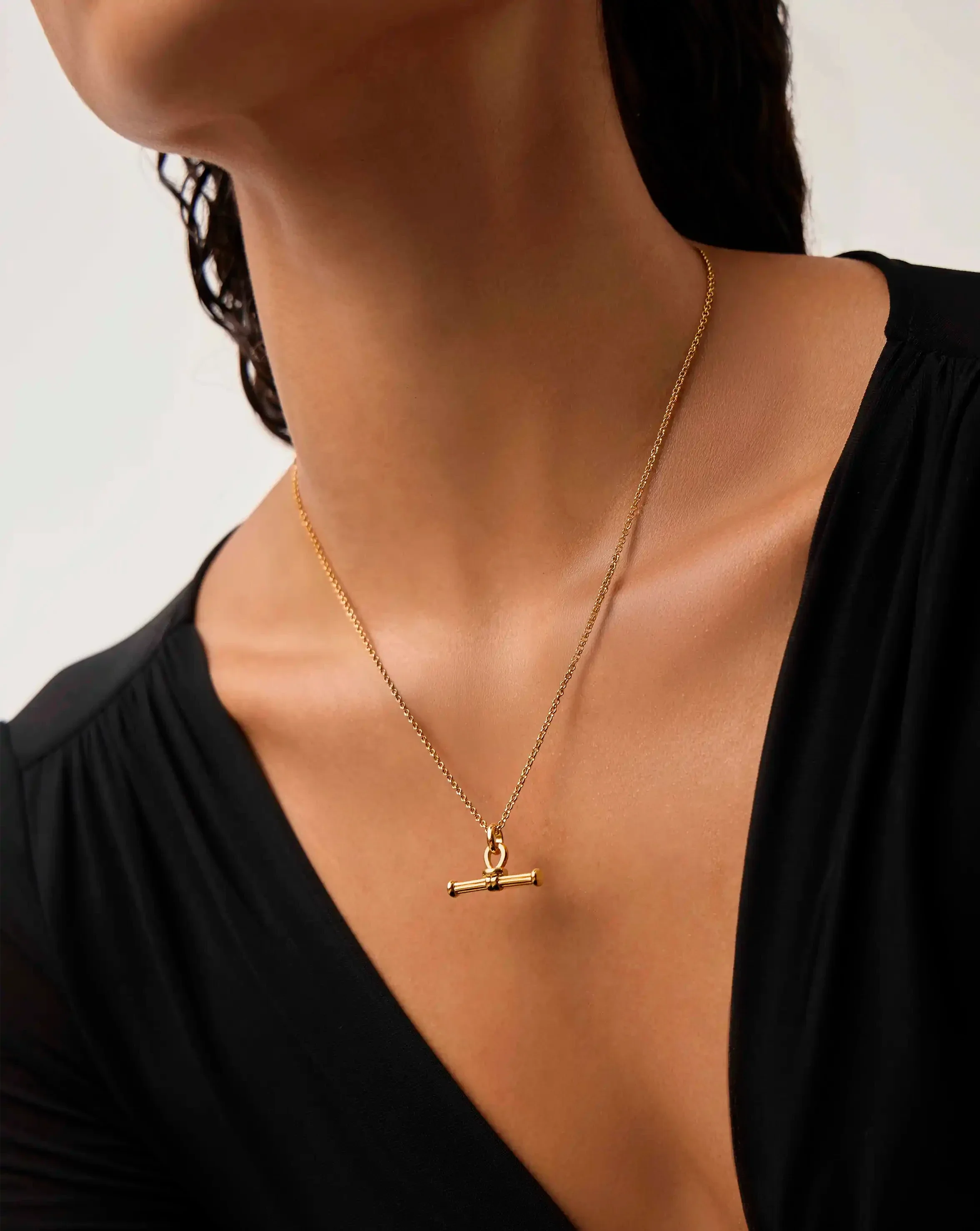 Ridge T-Bar Chain Necklace | 18ct Gold Plated