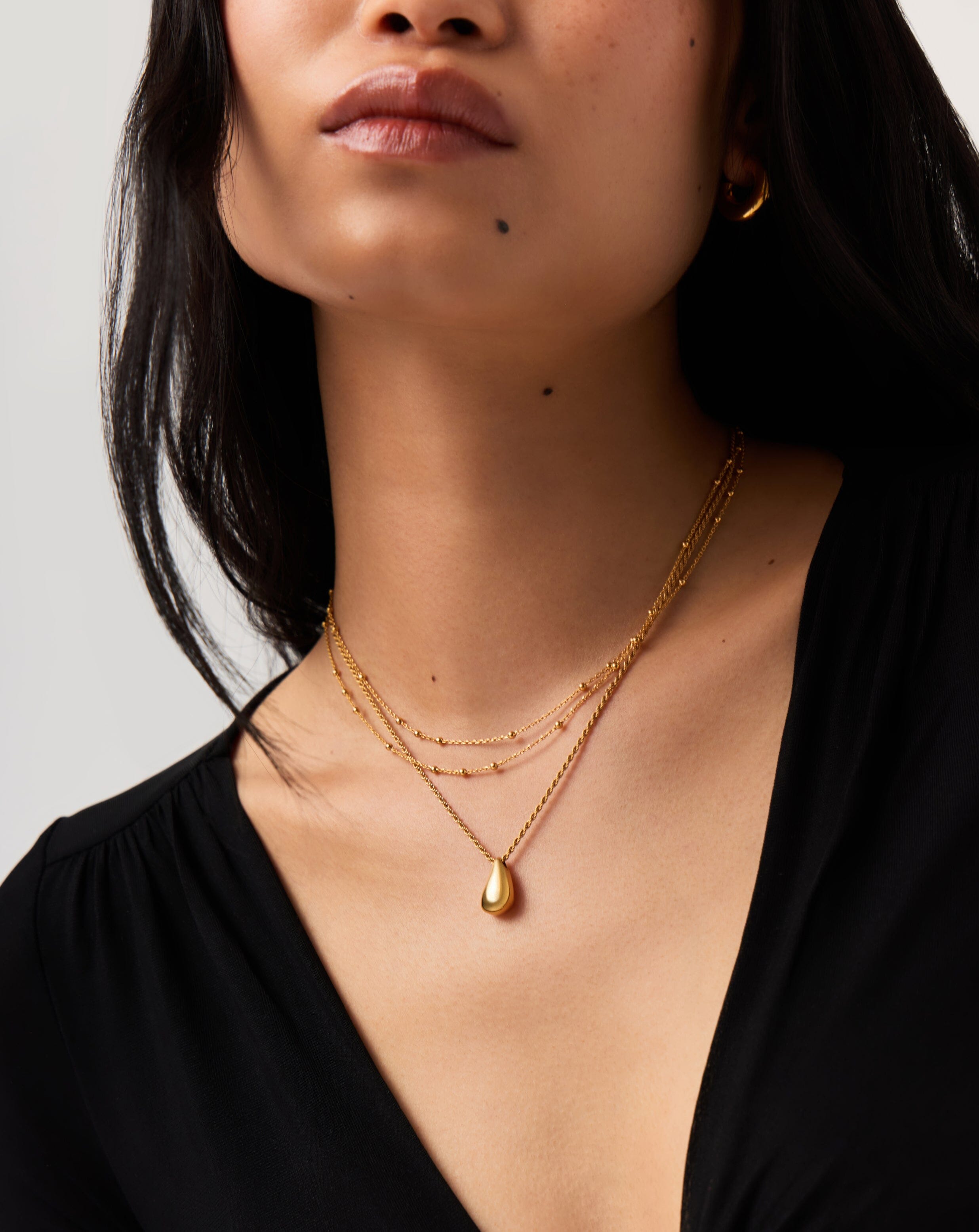 Savi Sculptural Droplet Pendant Necklace | 18ct Gold Vermeil