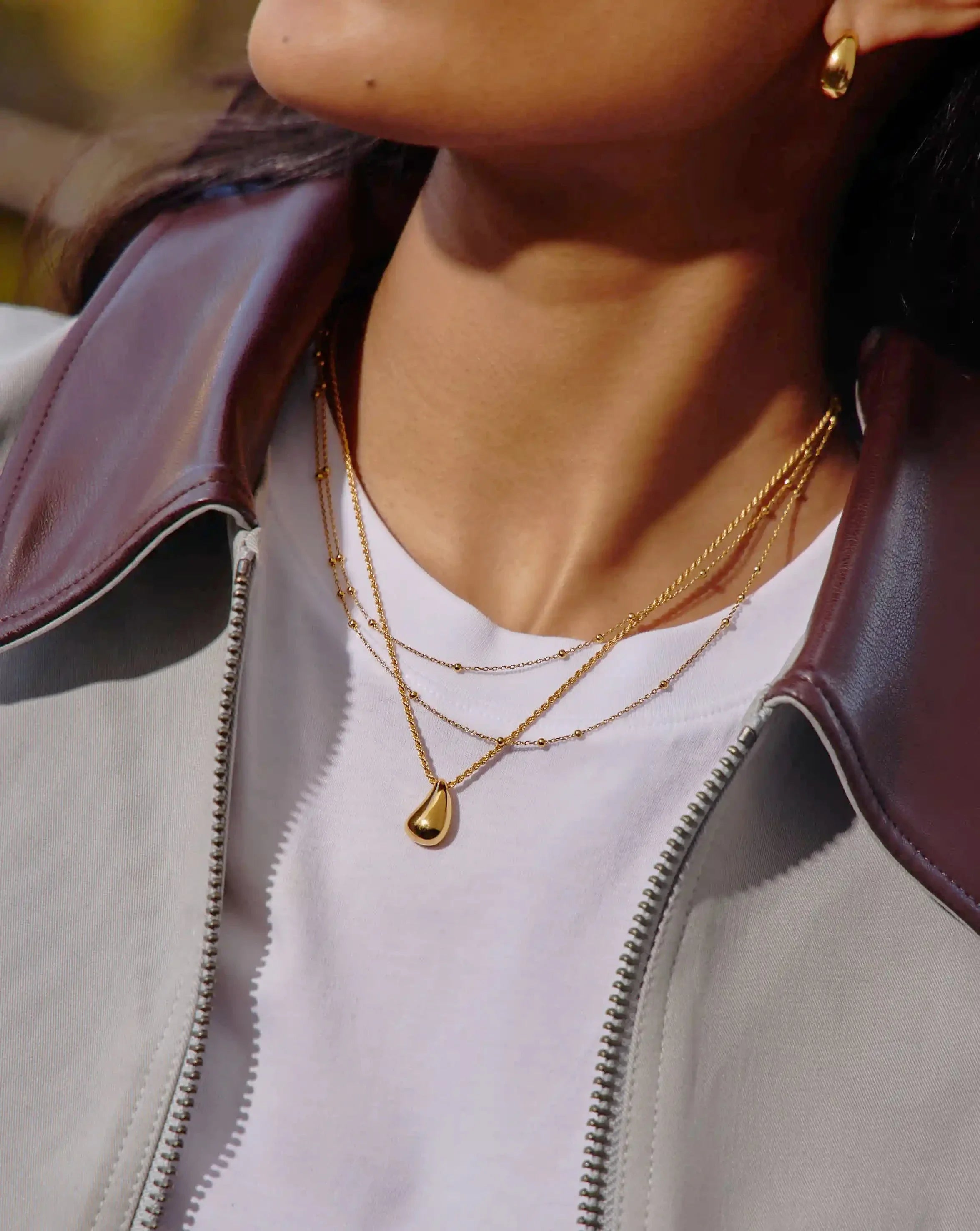 Savi Sculptural Droplet Pendant Necklace | 18ct Gold Vermeil