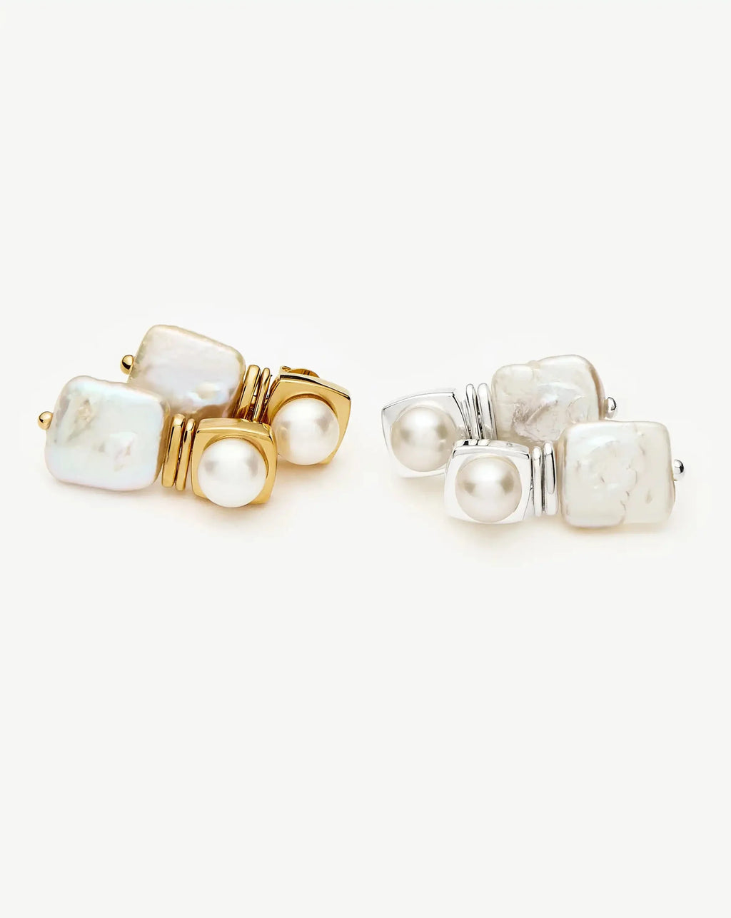 Square Pearl Small Stud Earrings | 18ct Gold Plated
