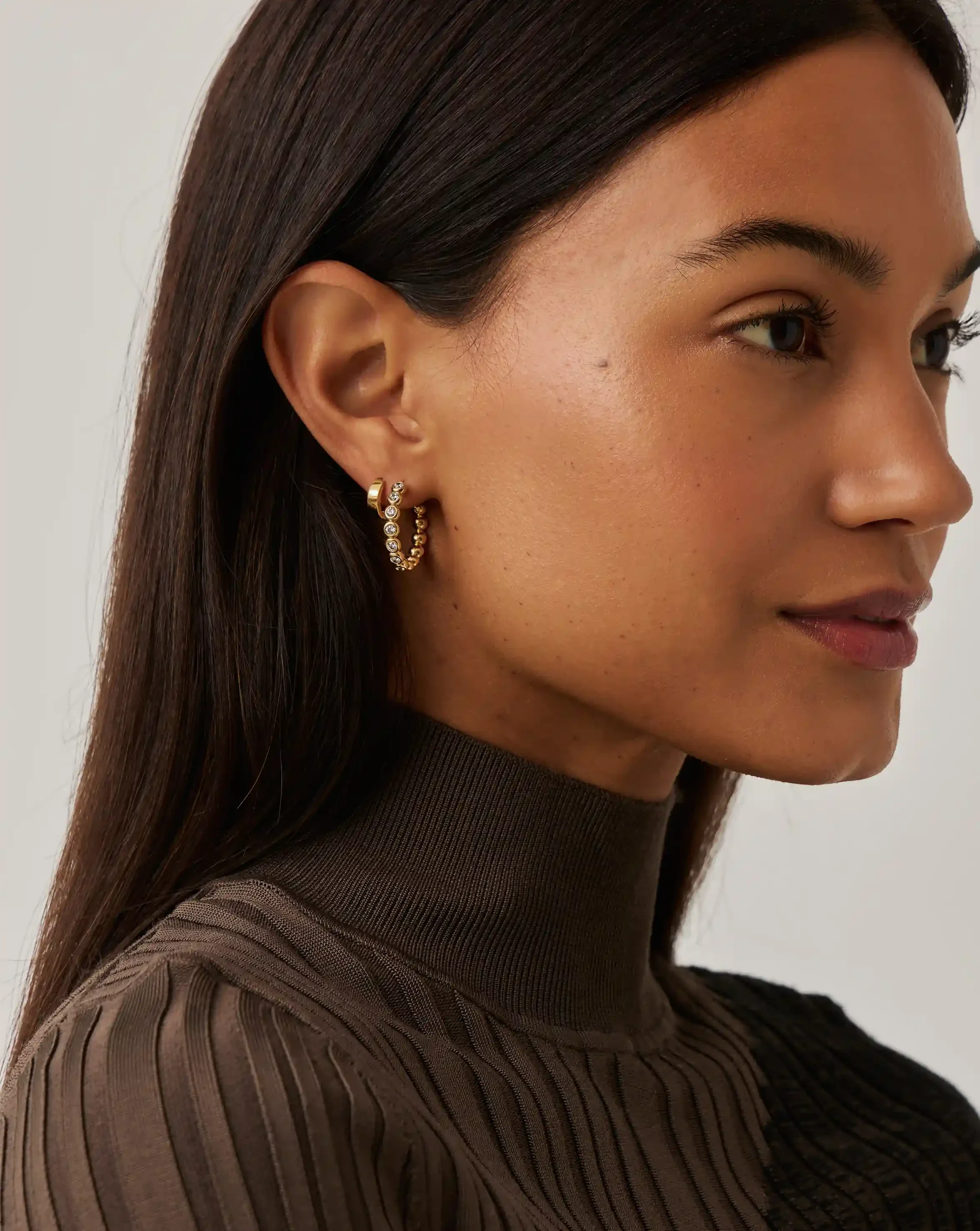 Tennis Classic Hoop Earrings | 18ct Gold Plated/Cubic Zirconia