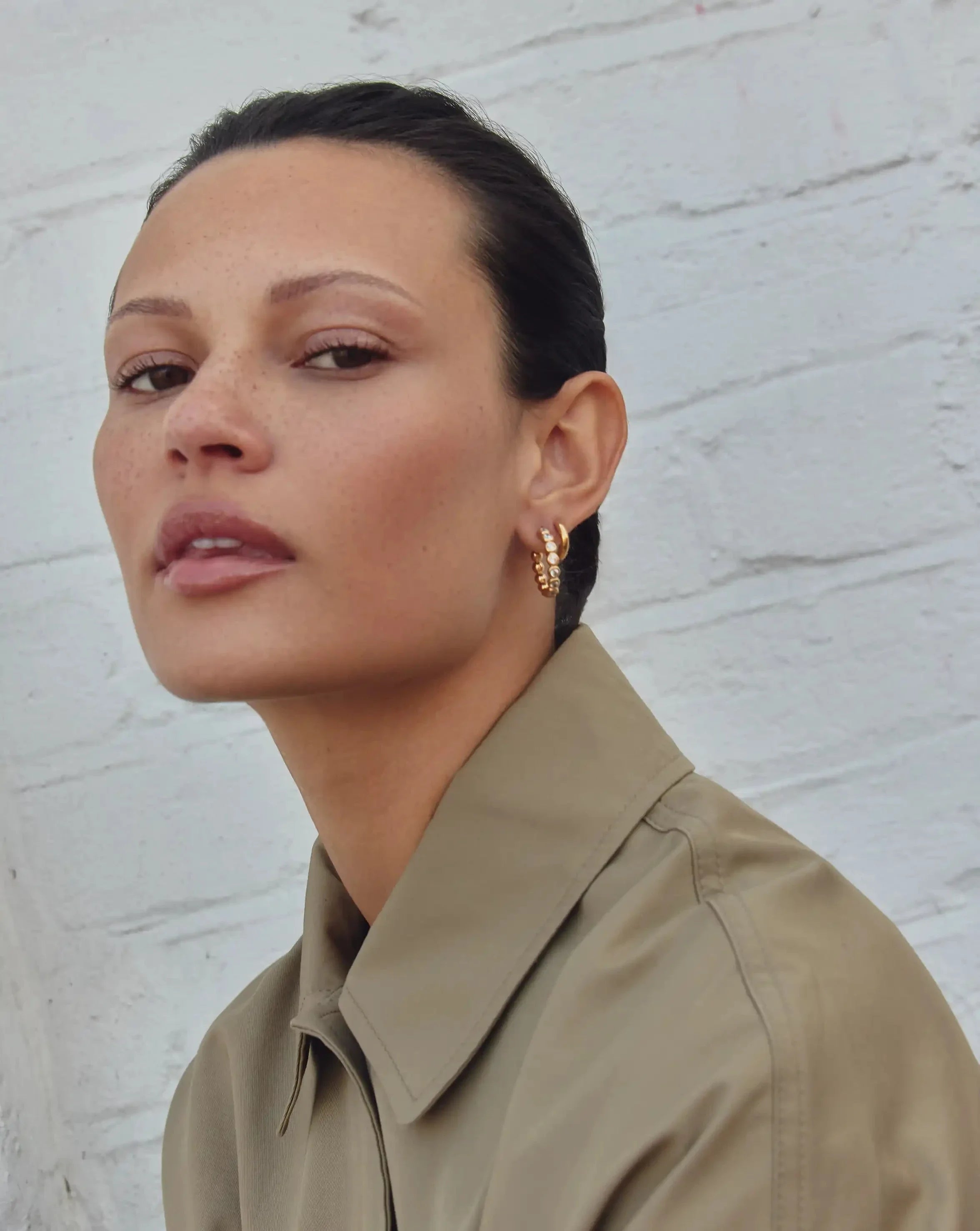 Tennis Classic Hoop Earrings | 18ct Gold Plated/Cubic Zirconia